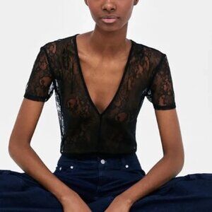 Zara lace bodysuit black